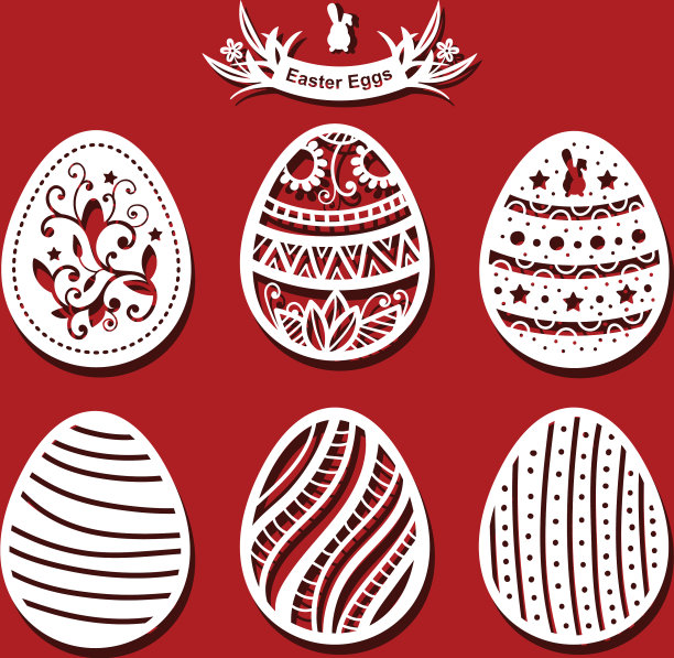 复活节彩蛋设置白色装饰蛋激光图片下载