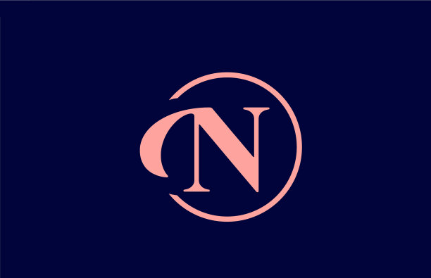 N字母标志图标在粉红色和蓝色字母图片下载