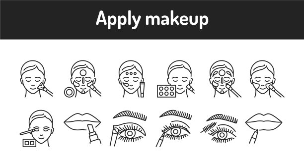 应用化妆颜色线图标设置象形图图片下载