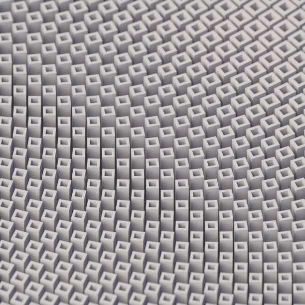 白色盒子的抽象几何图案绕其轴旋转。等距视图。三维渲染数字插图图片下载