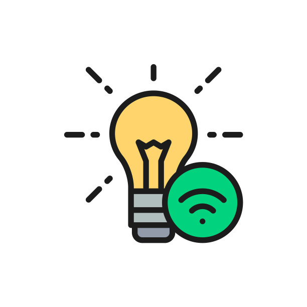 创新灯泡与wifi想法的平面颜色图片下载