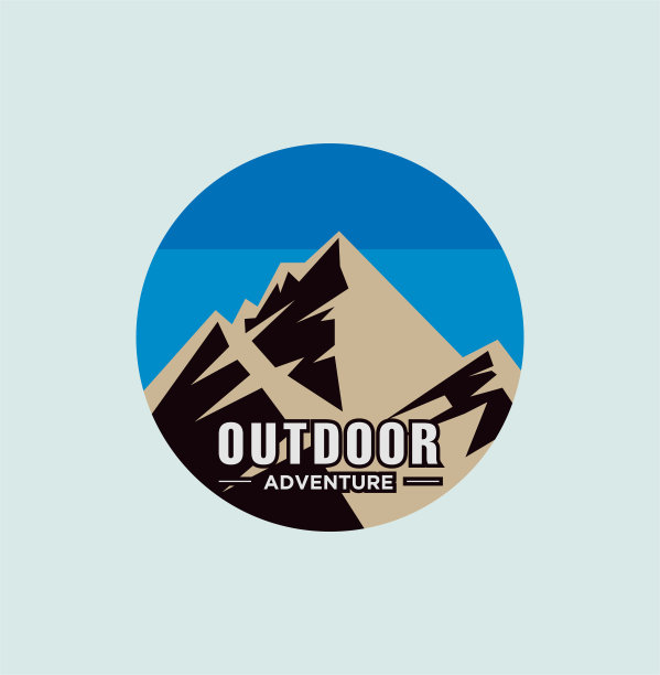 高山冒险户外设计矢量插图，徒步旅行，野营，探险和户外冒险。探索自然图标风格模板旗帜徽章图片下载