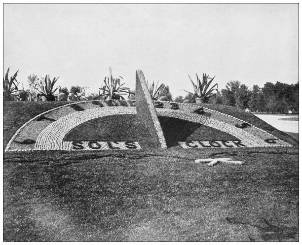 美国地标的古董黑白照片:索尔的时钟，南方公园，芝加哥图片下载