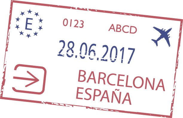 巴塞罗那机场抵离签证盖章图片下载