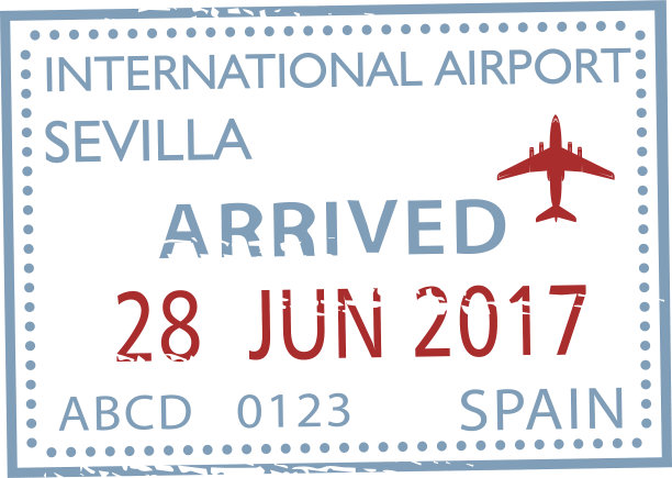 塞维利亚机场到达签证盖章塞维利亚隔离图片下载