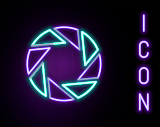 发光的霓虹灯线相机快门图标隔离图片下载