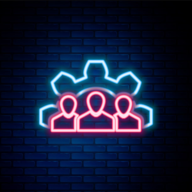 发光霓虹线项目团队基地图标孤立图片下载