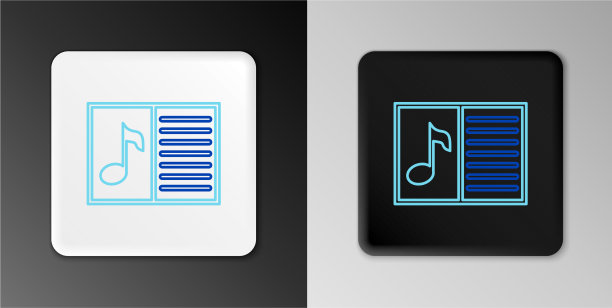 线音乐书与备注图标孤立在灰色图片下载