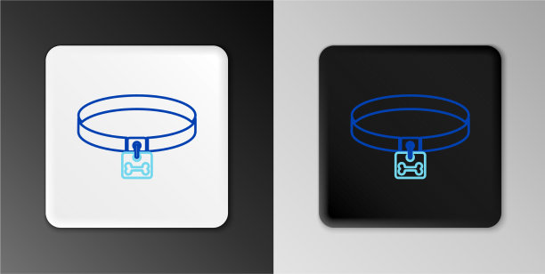 线狗项圈与姓名标签和骨牌图标图片下载