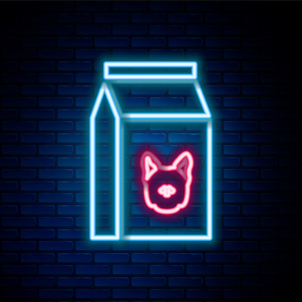 发光的霓虹灯线袋食物狗的图标图片下载