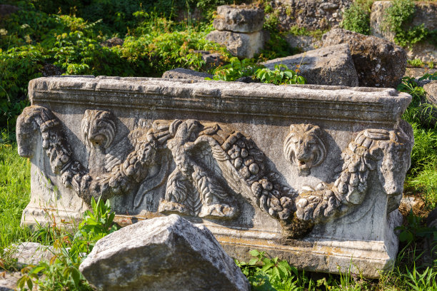 浮雕石雕，建筑细节罗马广场，雅典，希腊图片下载