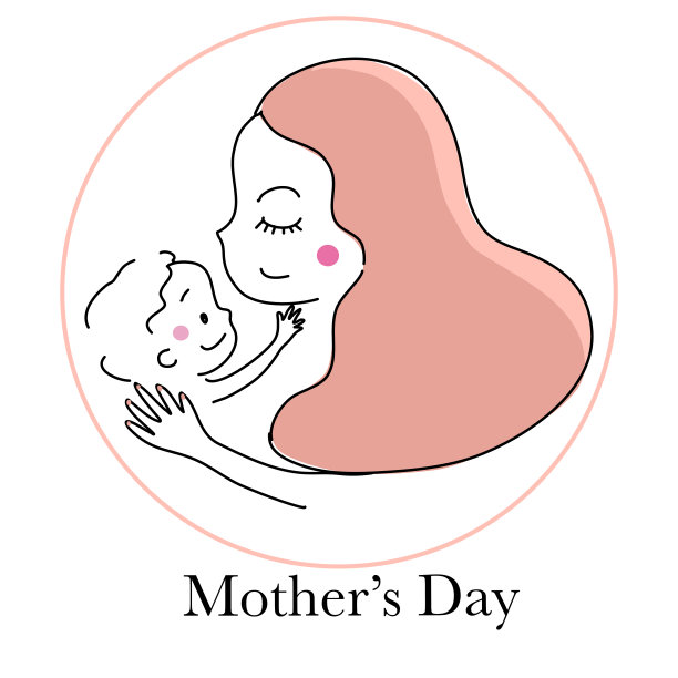 母亲节快乐妈妈和宝宝手绘卡通矢量图片下载