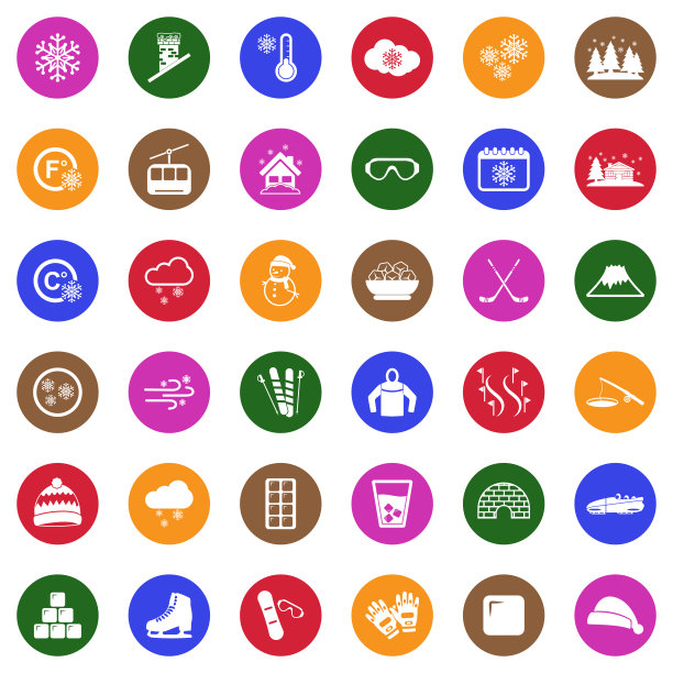 雪和冰的图标。圆形的白色平面设计。矢量插图。图片下载