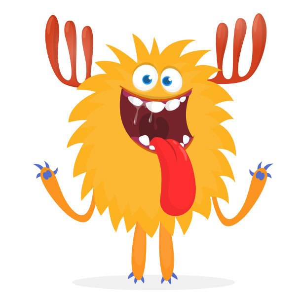 快乐的卡通怪物。万圣节矢量插图有趣的怪物生物图片下载