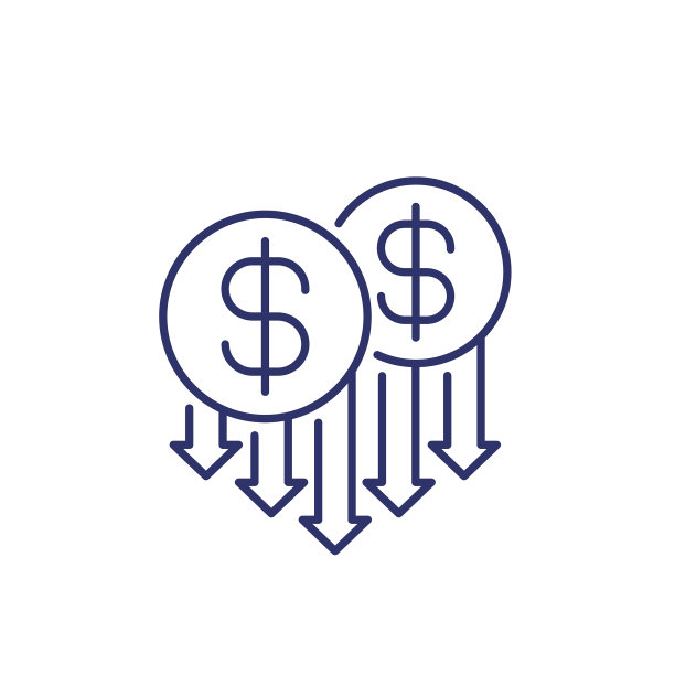 白色背景上的降价线条图标图片下载