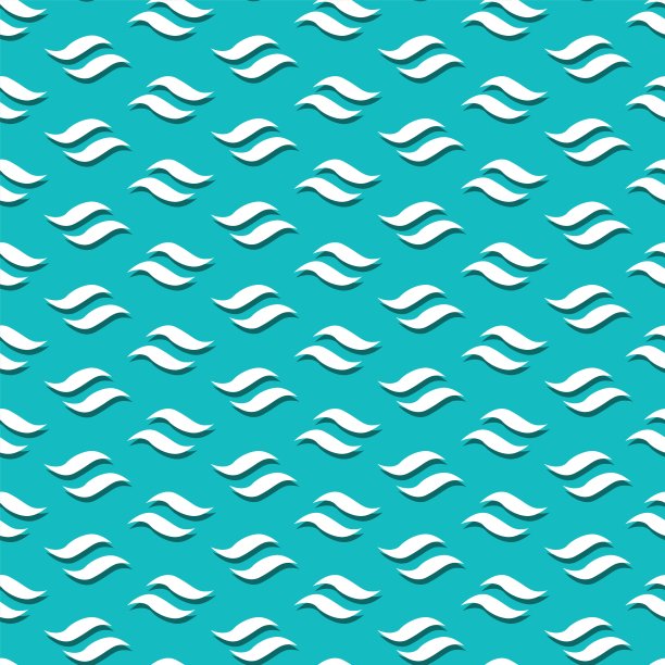 蓝色背景上无缝的白波图案图片下载