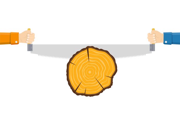 两个人在锯木头。图片下载