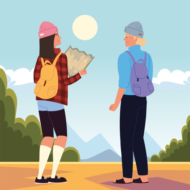 背包客和地图图片下载