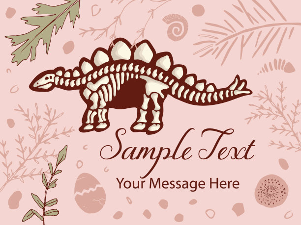 剑龙骨骼古生物学矢量卡背景图片下载