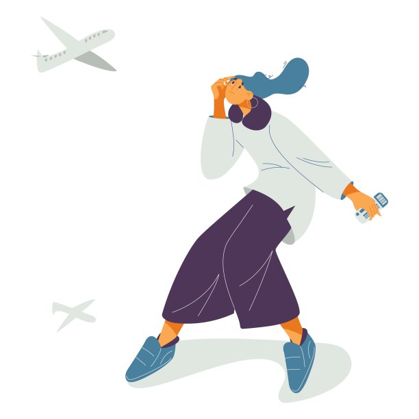 女人害怕飞机，害怕用航空机票飞行。Aerofobia概念插图孤立在白色图片下载