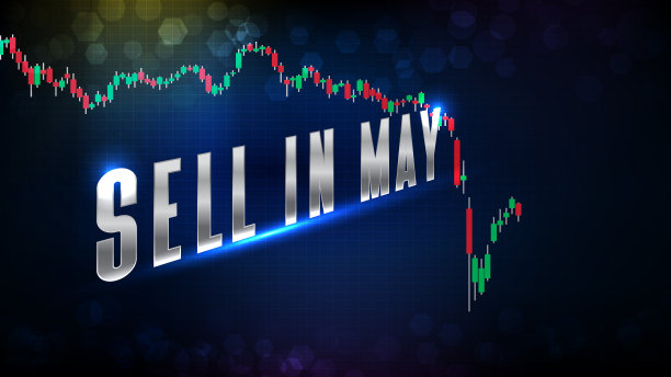 摘要未来技术背景下的5月份卖出文字股票市场和绿色和红色的蜡烛柱状图图片下载