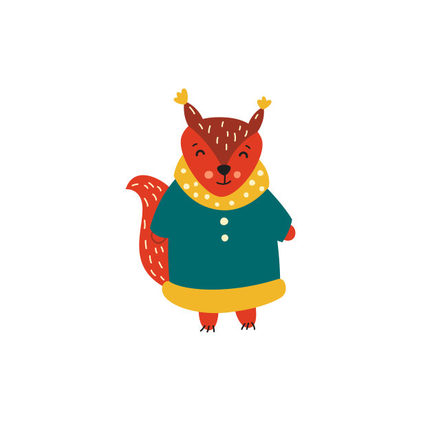 卡通松鼠在白色的背景，矢量插图图片下载