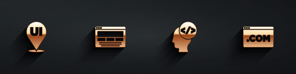 设置UI或UX设计，前端开发和图标与长阴影。向量图片下载