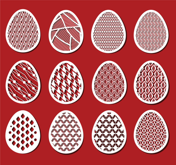 复活节彩蛋设置白色装饰纹理蛋图片下载