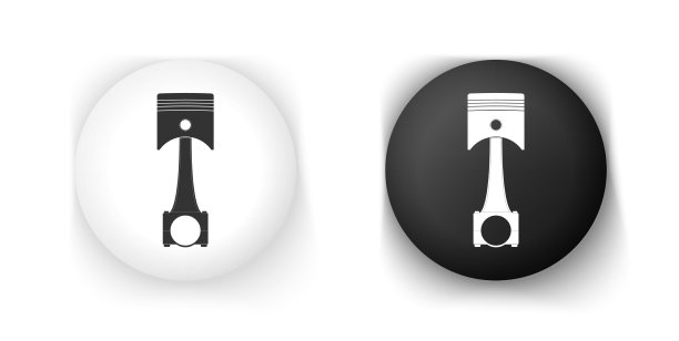 黑色和白色发动机活塞图标隔离图片下载