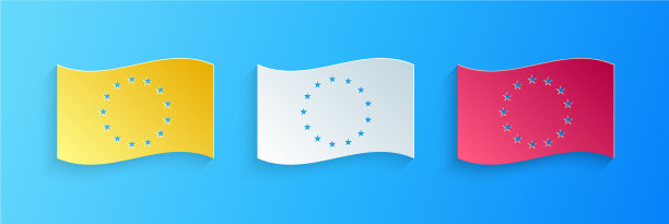剪纸旗帜欧盟图标孤立图片下载