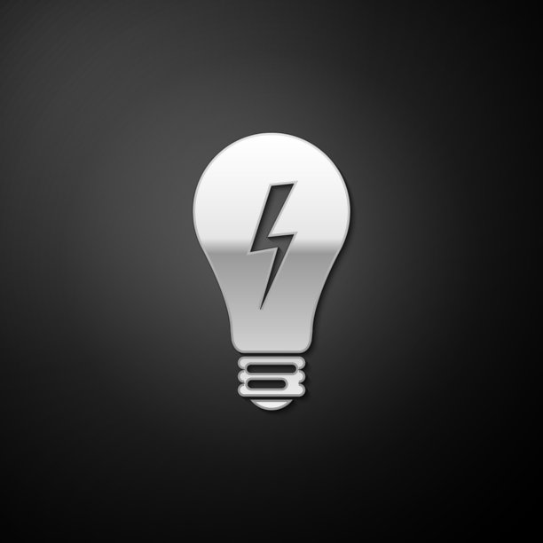 银光灯与闪电标志灯泡图片下载