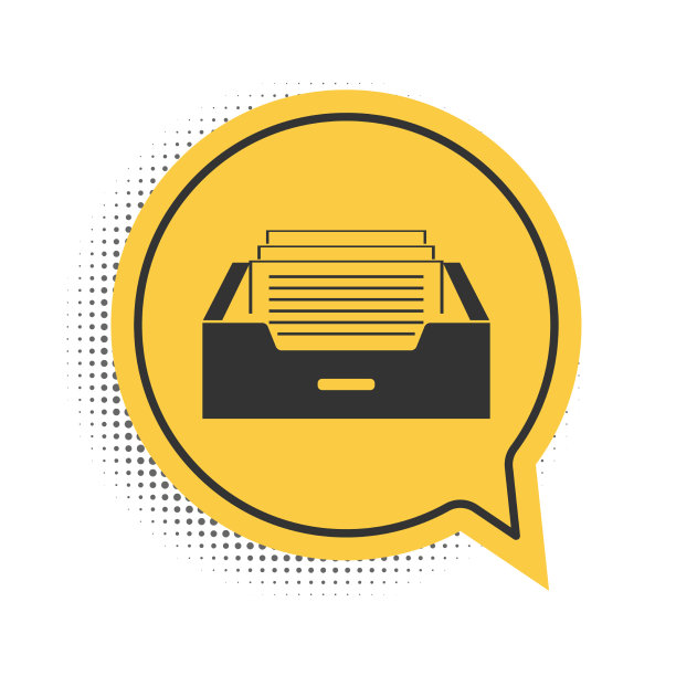 黑色抽屉，文档图标孤立在白色上图片下载