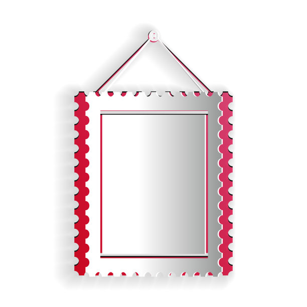 剪纸上挂的长方形相框图片下载