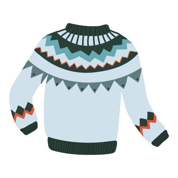 圣诞矢量毛衣在北欧，斯堪的纳维亚风格孤立的白色背景。图片下载