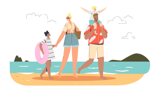 快乐的家庭度假母亲，父亲和孩子们图片下载