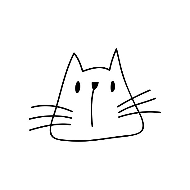 北欧猫的黑线脸。手绘插图的一个单位。t恤、家纺、包装纸、儿童纺织品的设计元素图片下载