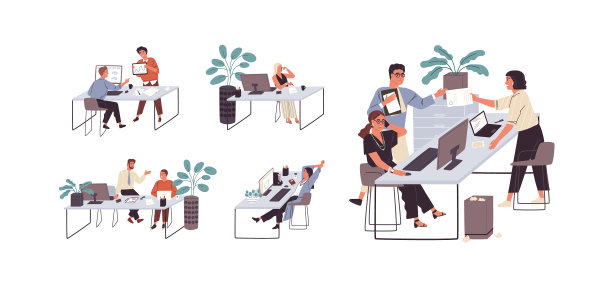 设置办公室职员休息时的沟通图片下载