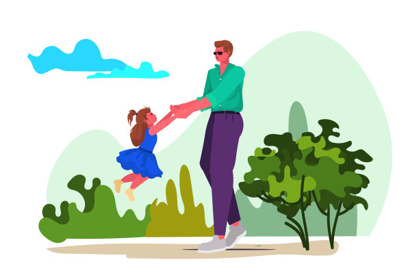 年轻的父亲和小女儿玩耍图片下载