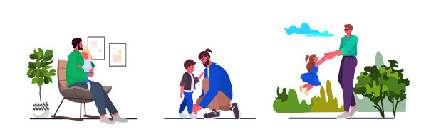 让年轻的父亲和孩子们在一起图片下载