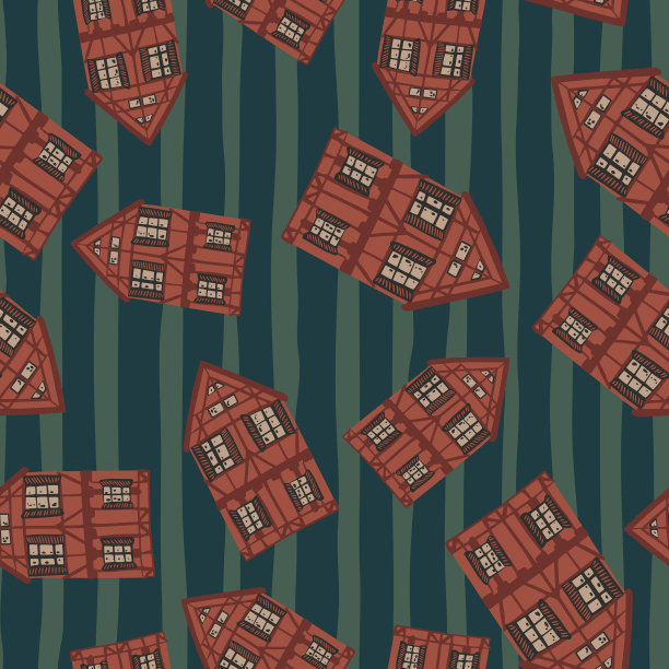 随机无缝模式与栗色简单的房子图片下载
