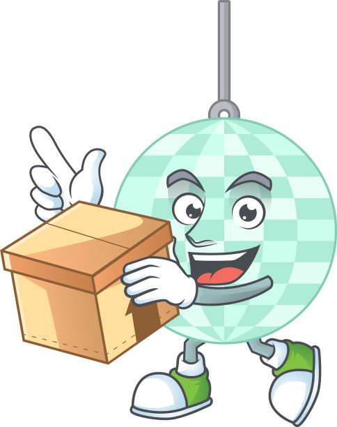 卡通设计风格的迪斯科球有礼盒图片下载