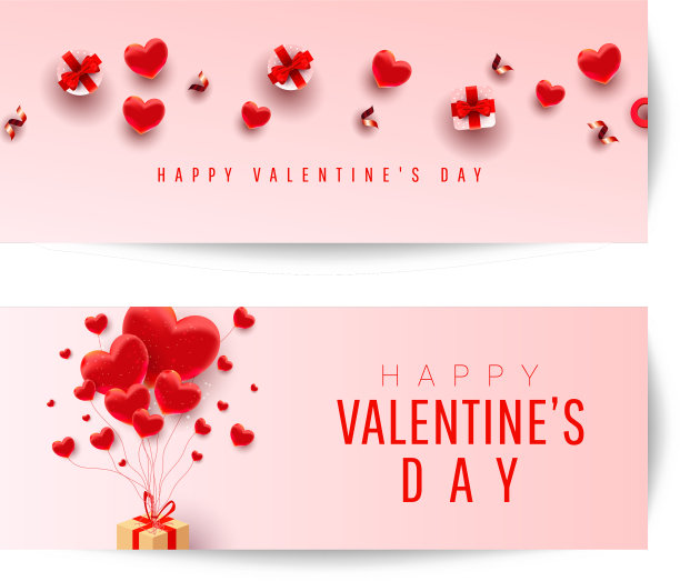 情人节快乐，浪漫的创意横幅图片下载