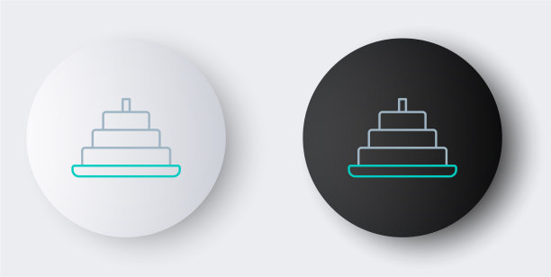 线蛋糕与燃烧的蜡烛图标隔离上图片下载