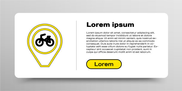 线形地图指针与自行车图标隔离图片下载