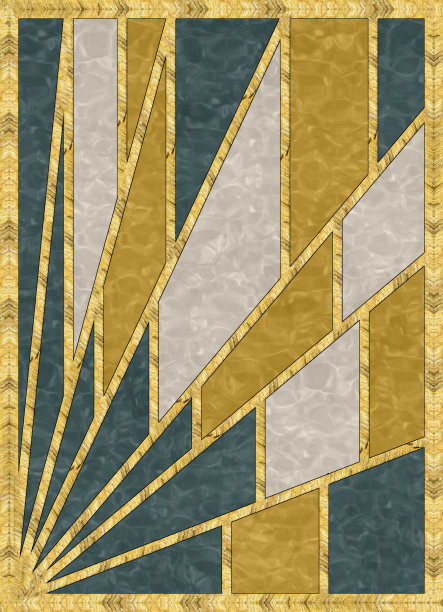 现代的镶嵌,镶嵌。彩色玻璃风格的插图。装饰艺术背景。几何图案。彩色纹理和金色人造石结构。抽象印刷，创意瓷砖表面。图片下载