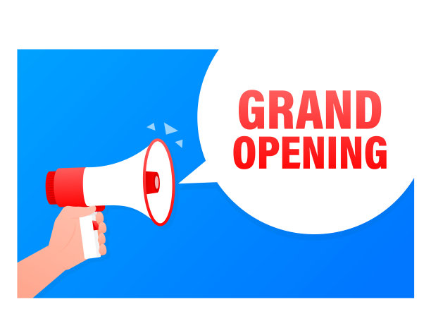 盛大的开放蓝色旗帜在平坦的风格图片下载