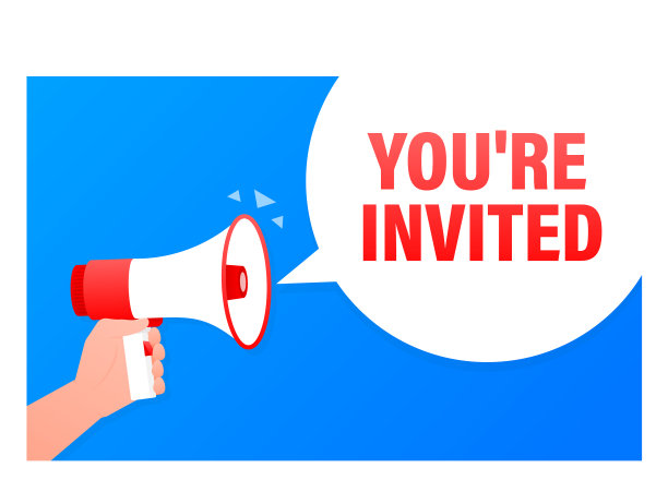你被邀请扩音器蓝色横幅图片下载
