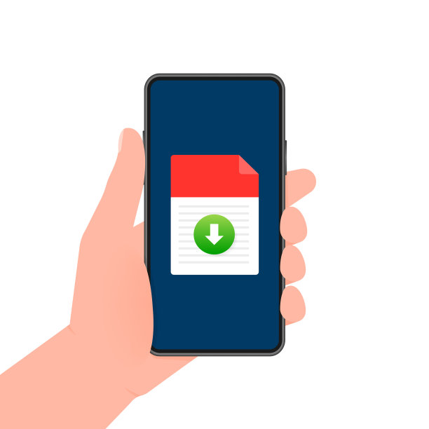 智能手机与下载的文件在卡通风格图片下载