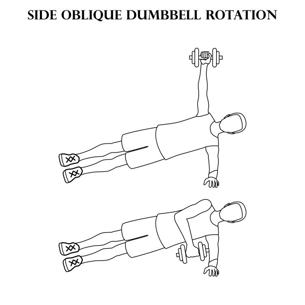 侧斜哑铃旋转锻炼力量锻炼插图大纲图片下载