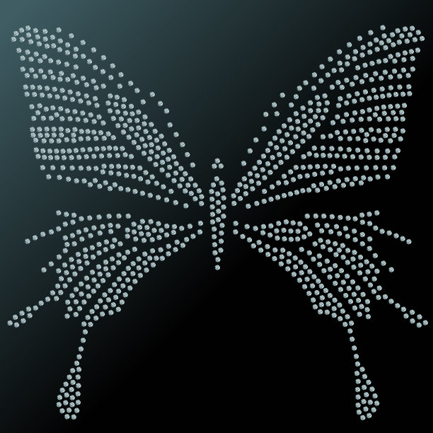 魅力向量复古银蝴蝶典雅的点缀与蓝色珠宝在黑暗的背景。图片下载